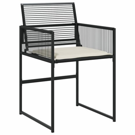 Tuinstoelen 4 st met kussens poly rattan zwart 4