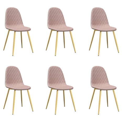 Eetkamerstoelen 6 st fluweel roze 2