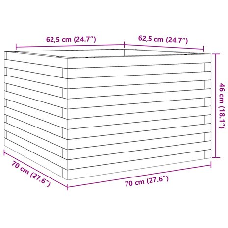 Plantenbak 70x70x46 cm massief grenenhout 10