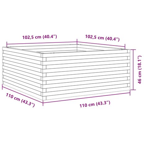 Plantenbak 110x110x46 cm massief grenenhout 10