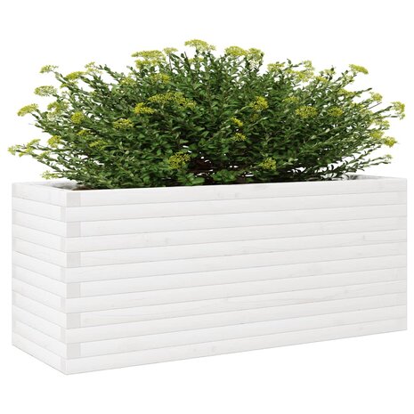 Plantenbak 110x40x46 cm massief grenenhout wit 4