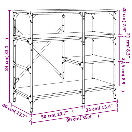 Bakkersrek 90x40x84 cm bewerkt hout en metaal zwart 9