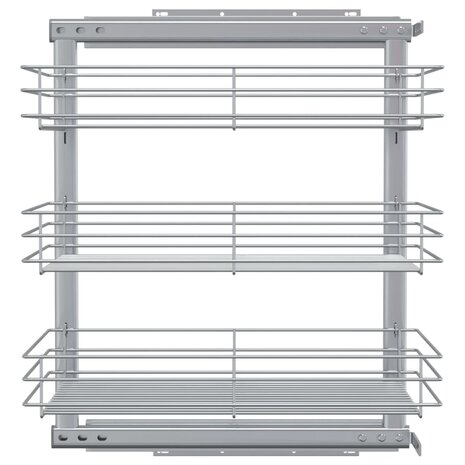 Draadmand keuken uittrekbaar 3-laags 47x35x56 cm zilverkleurig 4