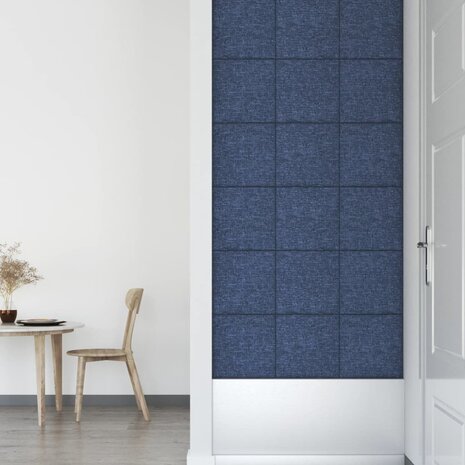 Wandpanelen 12 st 1,08 m² 30x30 cm stof blauw 6