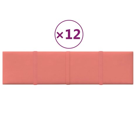 Wandpanelen 12 st 1,08 m² 60x15 cm fluweel roze 2