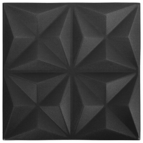 48 st Wandpanelen 3D origami 12 m² 50x50 cm zwart 2