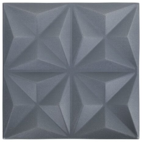 24 st Wandpanelen 3D origami 6 m² 50x50 cm grijs 2