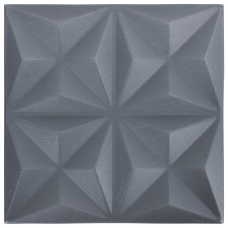 48 st Wandpanelen 3D origami 12 m² 50x50 cm grijs 2