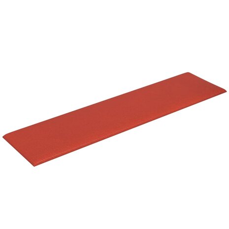 Wandpanelen 12 st 1,08 m² 60x15 cm kunstleer rood 5