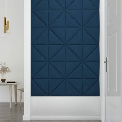 Wandpanelen 12 st 0,54 m² 30x30 cm fluweel blauw 4