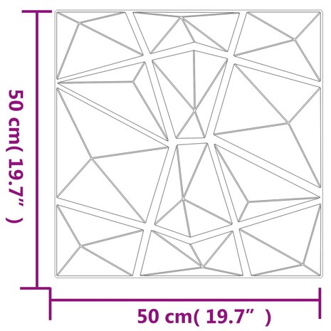 48 st Wandpanelen diamant 12 m² 50x50 cm XPS betongrijs 7