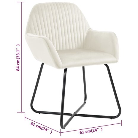 Eetkamerstoelen 2 st fluweel crèmekleurig 8