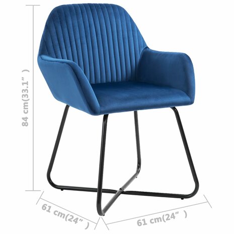 Eetkamerstoelen 4 st fluweel blauw 8