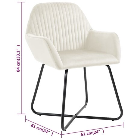 Eetkamerstoelen 4 st fluweel crèmekleurig 8