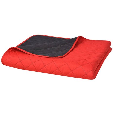 Dubbelzijdige quilt bedsprei rood en zwart 230x260 cm 1