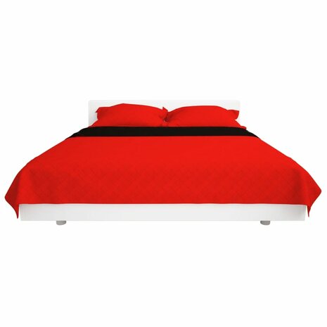 Dubbelzijdige quilt bedsprei rood en zwart 230x260 cm 3