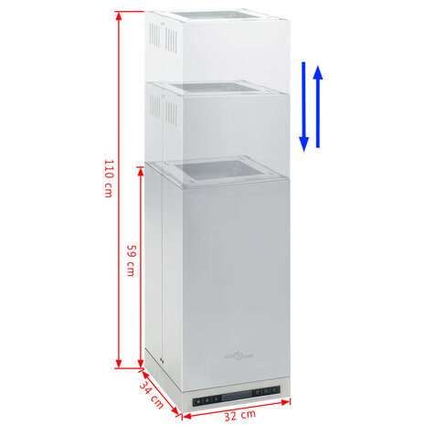 Eilandafzuigkap LCD-scherm sensor 756 m³/u LED 4