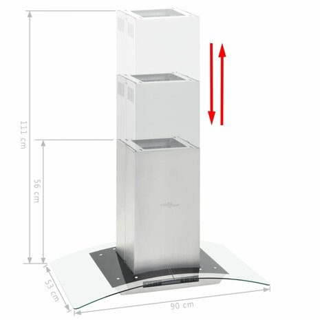 Eilandafzuigkap LCD-scherm sensor 756 m³/u LED 90 cm 4