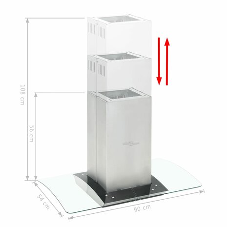 Eilandafzuigkap 756 m³/u LED 90 cm roestvrij staal 6