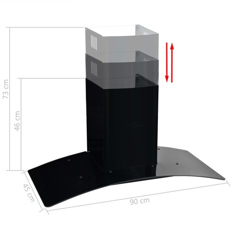 Wandafzuigkap 756 m³/u 90 cm roestvrij staal zwart 4