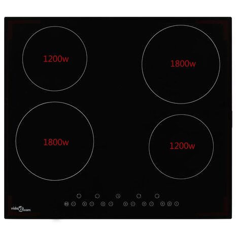 Keramische kookplaat met 4 kookzones aanraakbediening 6000 W 2