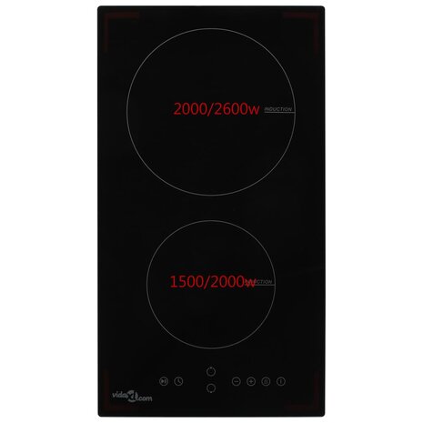 Inductiekookplaat met 2 kookzones aanraakbediening 3500 W glas  2