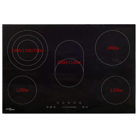 Keramische kookplaat 5 kookzones aanraakbediening 8500 W 90 cm 4