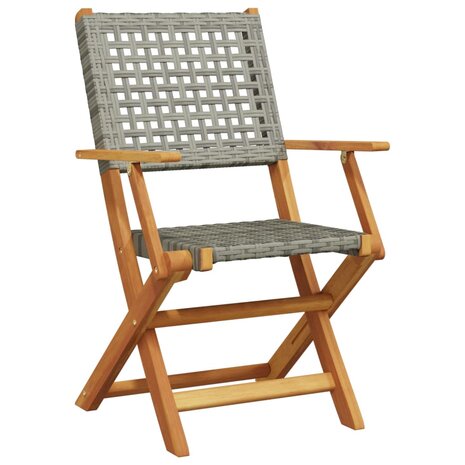 3-delige Bistroset poly rattan en massief hout grijs 6