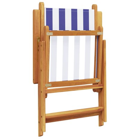 Tuinstoelen 2 st massief acaciahout en stof blauw en wit 8