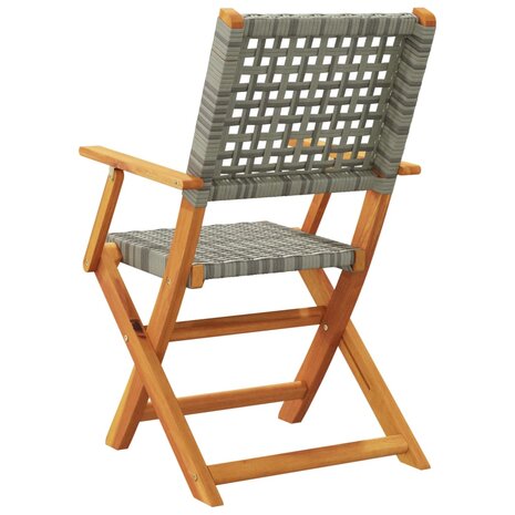 Tuinstoelen 2 st massief acaciahout en poly rattan grijs 7