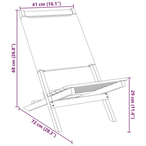 Tuinstoelen 2 st inklapbaar acaciahout en stof crèmewit 11