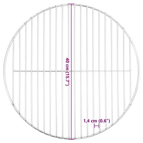 Barbecuerooster rond Ø40 cm 304 roestvrij staal 6