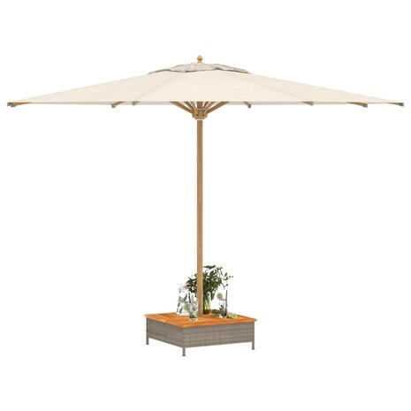 Parasolvoetbedekking 70x70x25 cm poly rattan acaciahout grijs 4