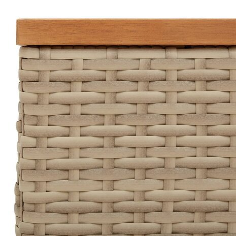 Parasolvoetbedekking 70x70x25 cm poly rattan acaciahout beige 8