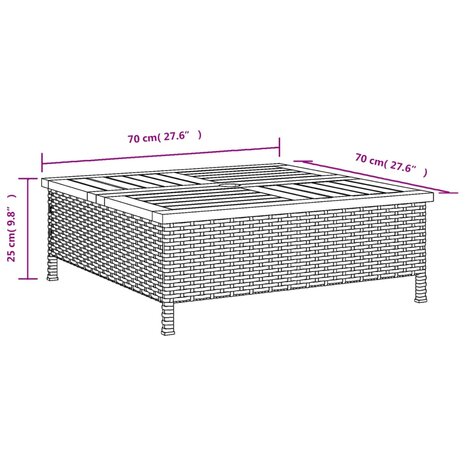 Parasolvoetbedekking 70x70x25 cm poly rattan acaciahout beige 10