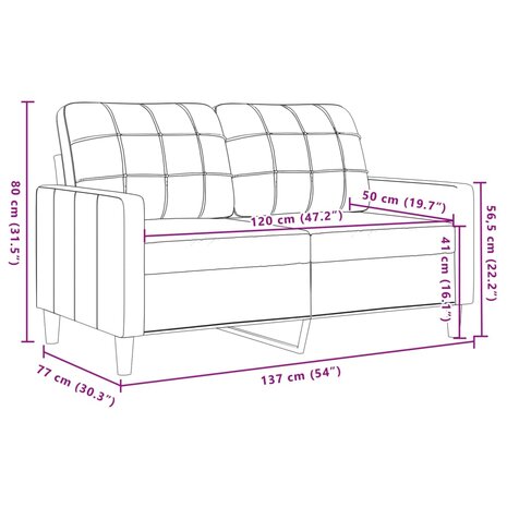 Tweezitsbank 120 cm fluweel lichtgrijs 8