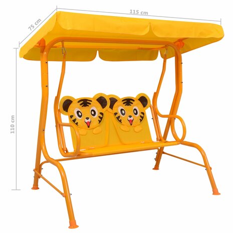 Kinderschommelbank 115x75x110 cm stof geel 7