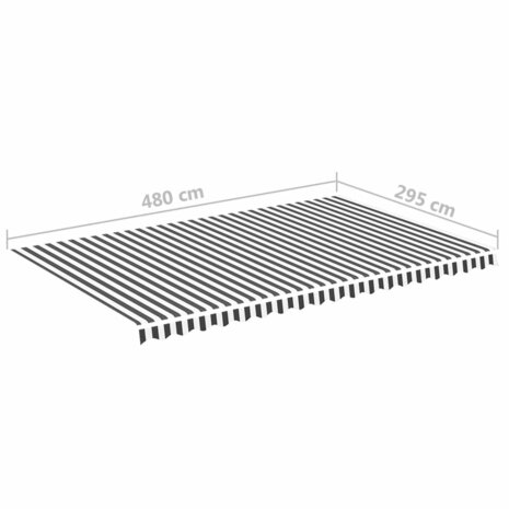 Vervangingsdoek voor luifel 5x3 m antracietkleurig en wit 6