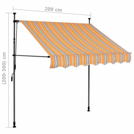 Luifel handmatig uitschuifbaar met LED 200 cm geel en blauw 8