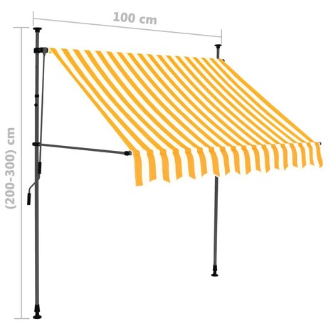 Luifel handmatig uitschuifbaar met LED 100 cm wit en oranje 8