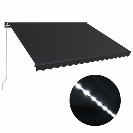 Luifel handmatig uittrekbaar met LED 400x300 cm antraciet 2