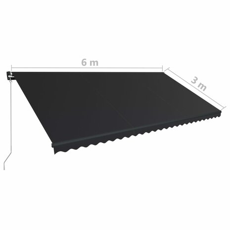 Luifel handmatig uittrekbaar met LED 600x300 cm antraciet 12