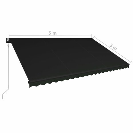 Luifel uittrekbaar met windsensor en LED 500x300 cm antraciet 12