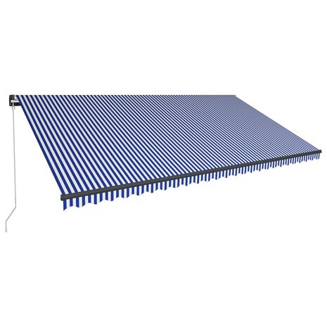 Luifel handmatig uittrekbaar met LED 600x300 cm blauw en wit 2