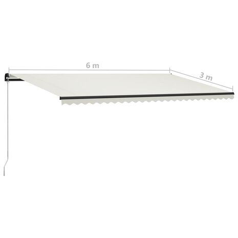 Luifel handmatig uittrekbaar met LED 600x300 cm crème 11