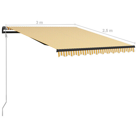 Luifel uittrekbaar met windsensor en LED 300x250 cm geel en wit 11