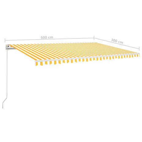 Luifel handmatig uittrekbaar met LED 500x300 cm geel en wit 7