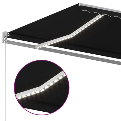 Luifel handmatig uittrekbaar met LED 400x350 cm antracietkleur 5