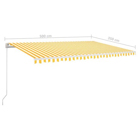 Luifel handmatig uittrekbaar met LED 500x350 cm geel en wit 7