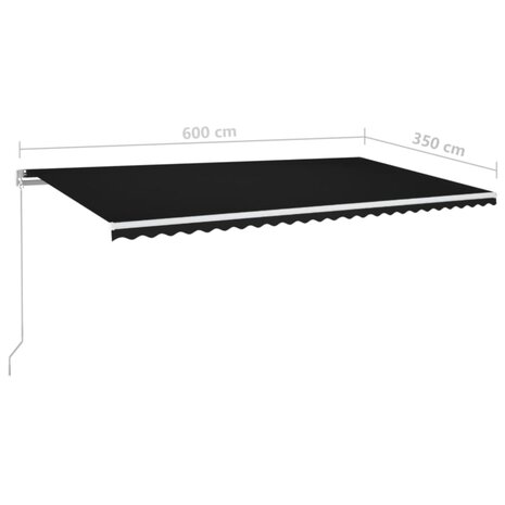 Luifel handmatig uittrekbaar met LED 600x350 cm antracietkleur 6